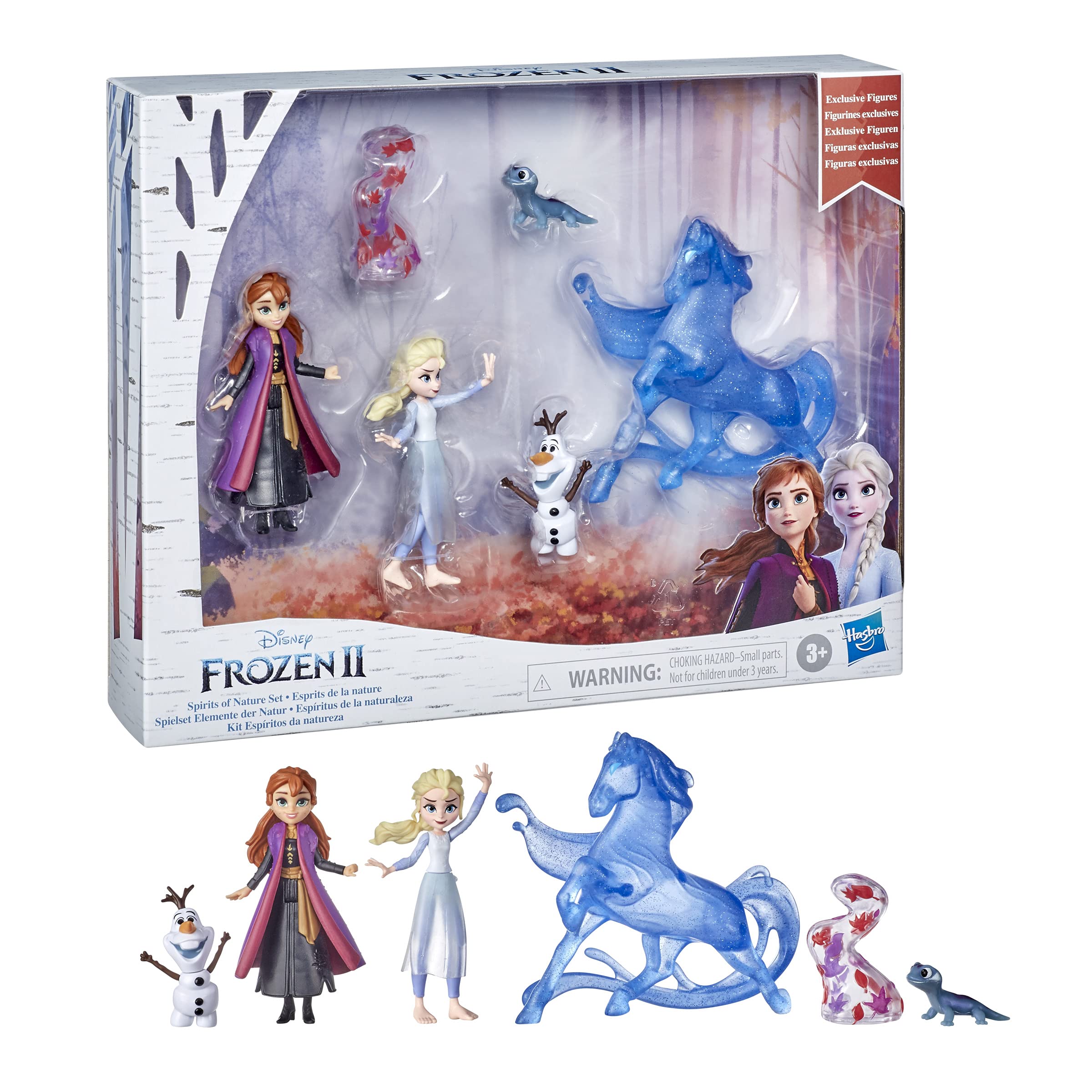 Hasbro Disney Frozen II Spirits of Nature Olaf and Bruni dolls with collectible detailing.