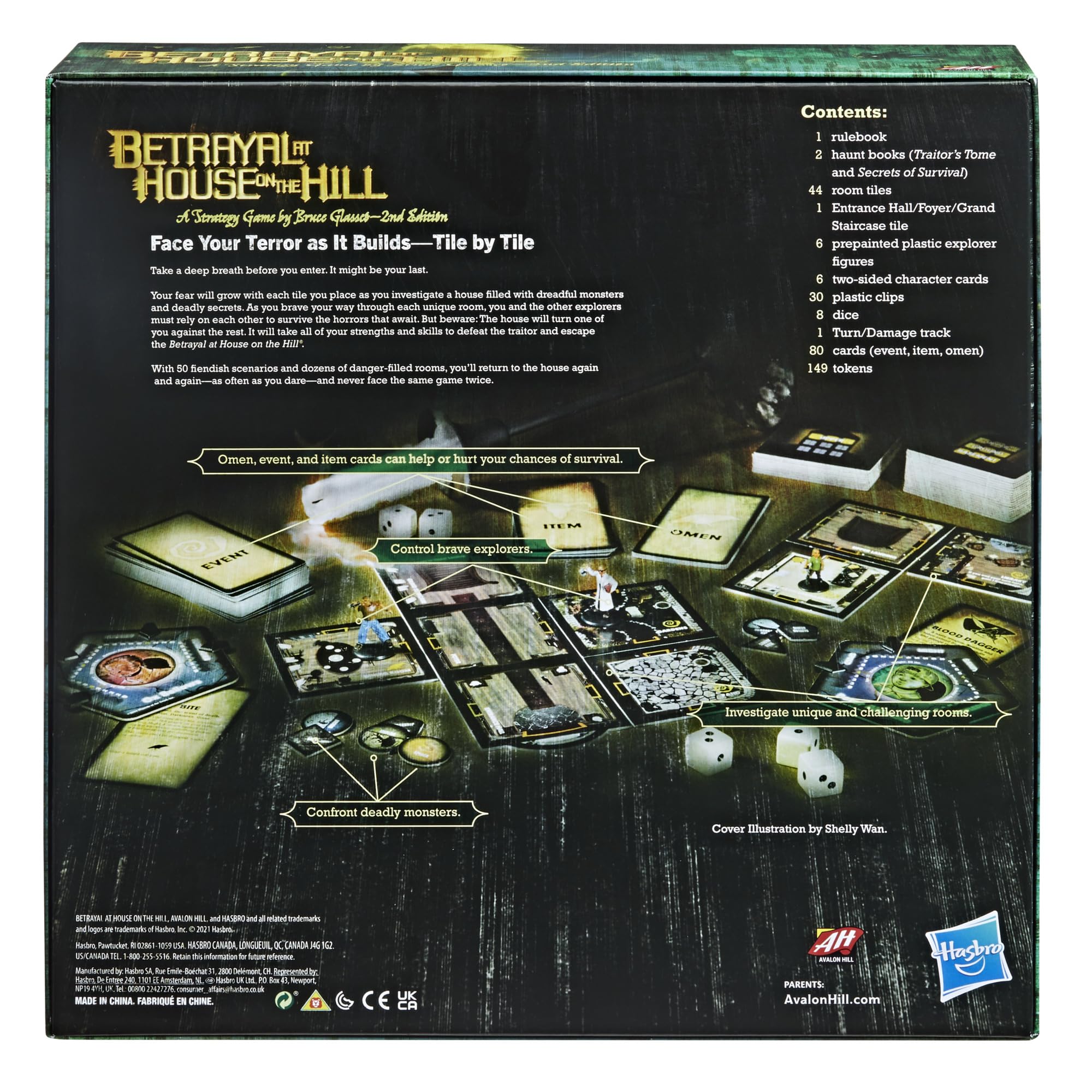 Hasbro Gaming Betrayal at House on the Hill Second Edition explorer figures ready for adventures.