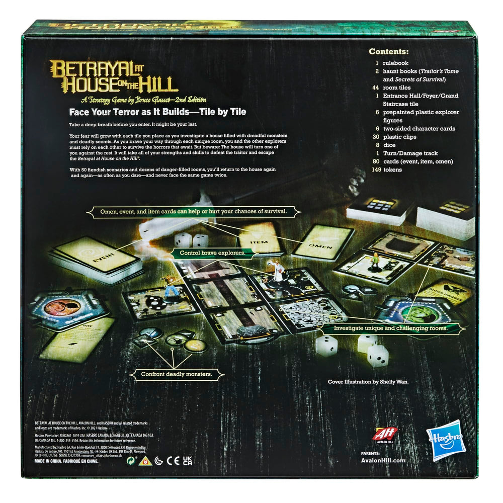 Hasbro Gaming Betrayal at House on the Hill Second Edition explorer figures ready for adventures.