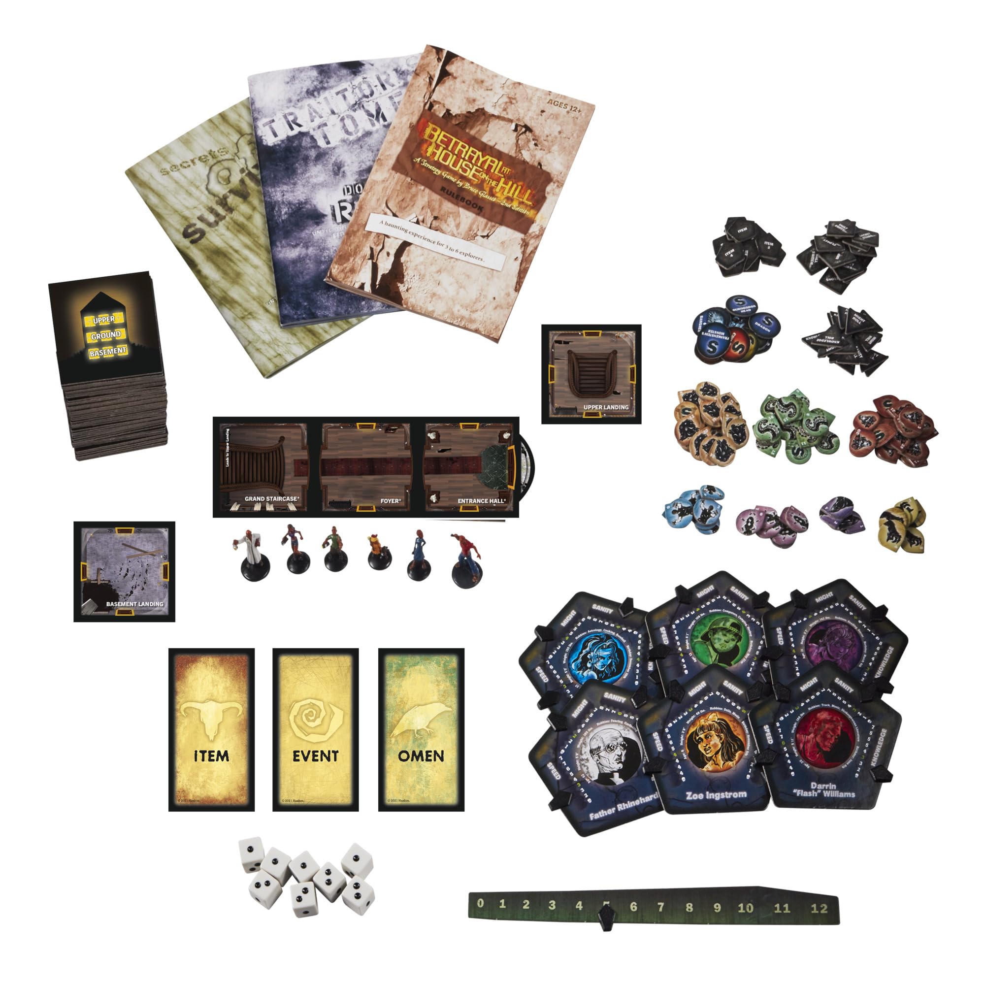 Hasbro Gaming Betrayal at House on the Hill Second Edition room tiles set a shifting mansion.