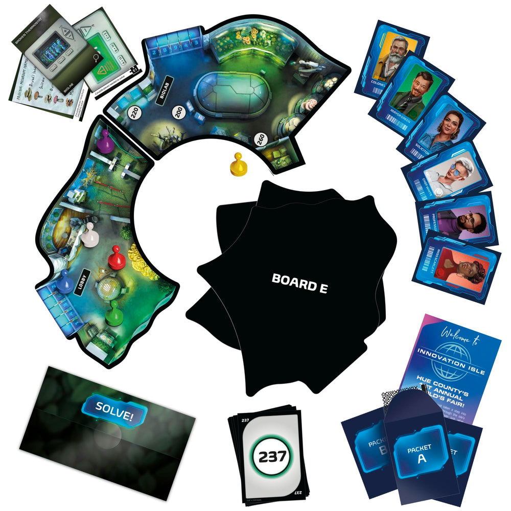 Hasbro Gaming Clue Escape World’s Fair puzzles presenting new clues to solve.