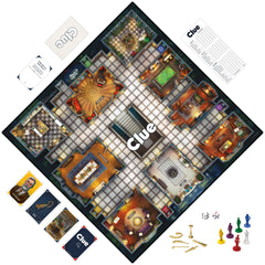 Hasbro Gaming Clue gold-plated weapons tokens add premium detail.