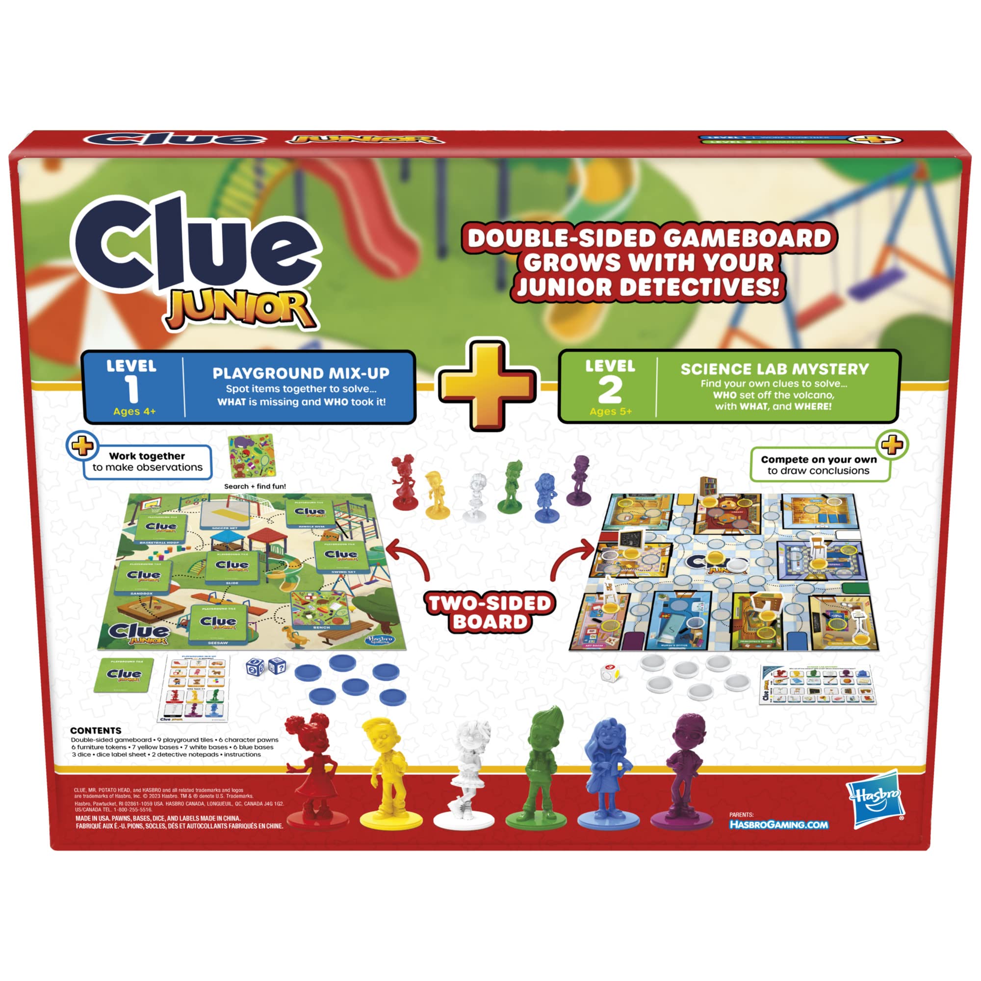 Hasbro Gaming Clue Junior science lab mystery image invites deduction in a kid-friendly setting.