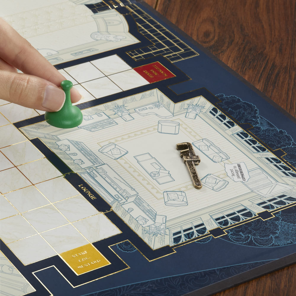 Hasbro Gaming Clue Signature Collection in-box-storage-solution keeps components organized after play.