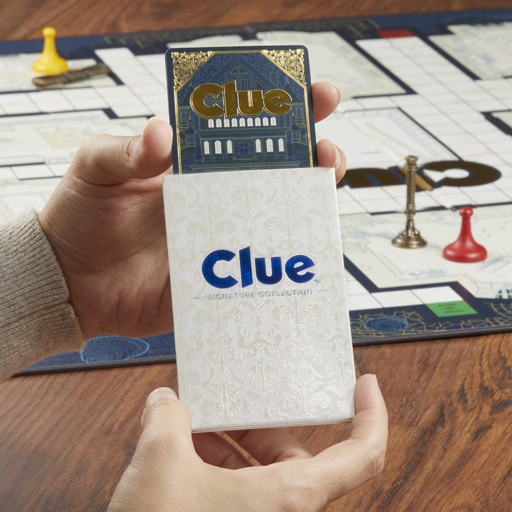 Hasbro Gaming Clue Signature Collection premium-artwork elevates the game's visual appeal on display.