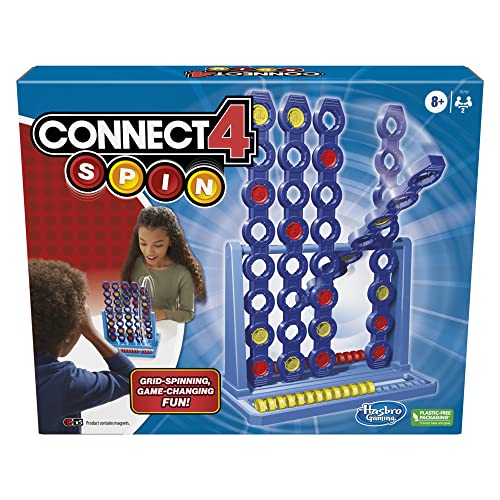 Hasbro Gaming Connect 4 Spin discs in action on the grid for shiftable outcomes.