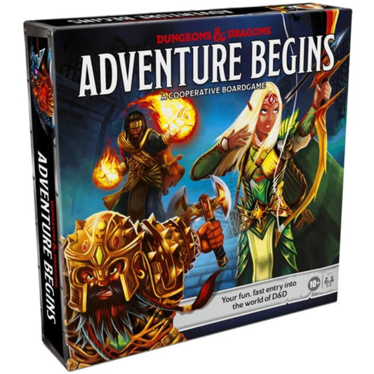 Hasbro Gaming D&D Adventure Begins cover image showing family-friendly fantasy board game