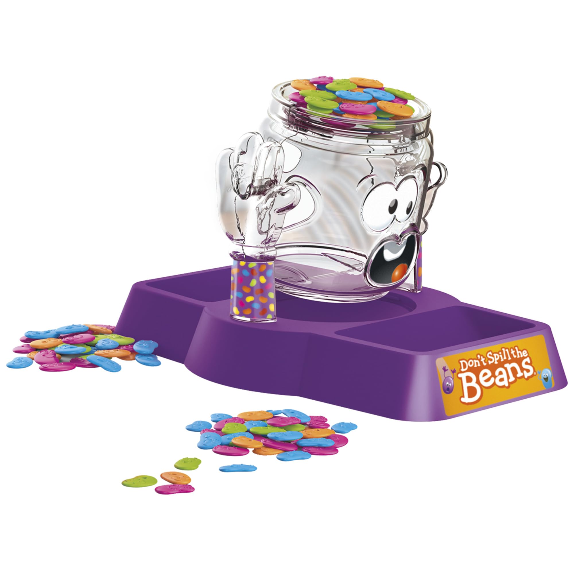 Hasbro Gaming Don't Spill the Beans: jar tipping moment adds suspense without reading, great for beginners.