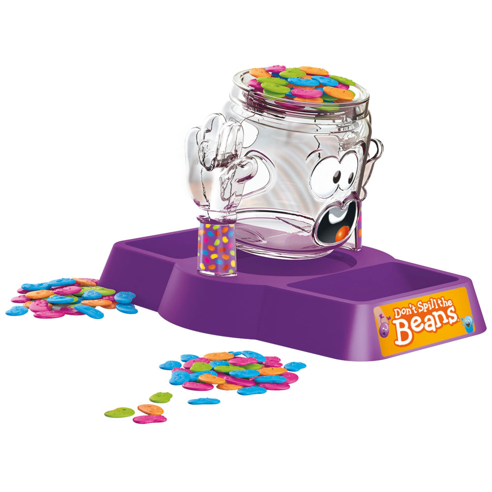 Hasbro Gaming Don't Spill the Beans: jar tipping moment adds suspense without reading, great for beginners.