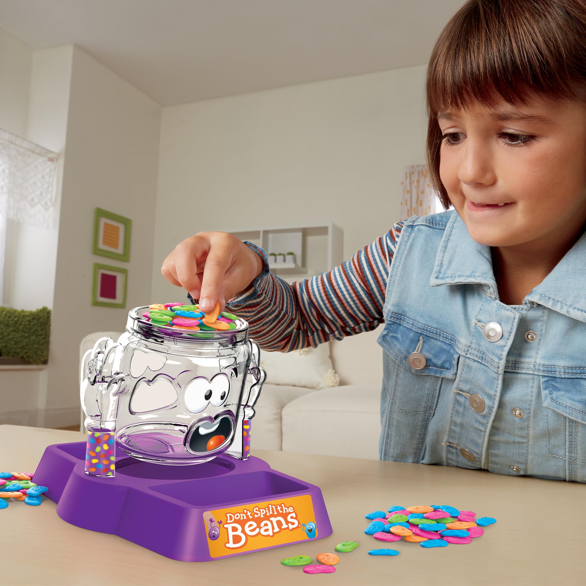 Hasbro Gaming Don't Spill the Beans: no reading required, inclusive for preschoolers and early readers.