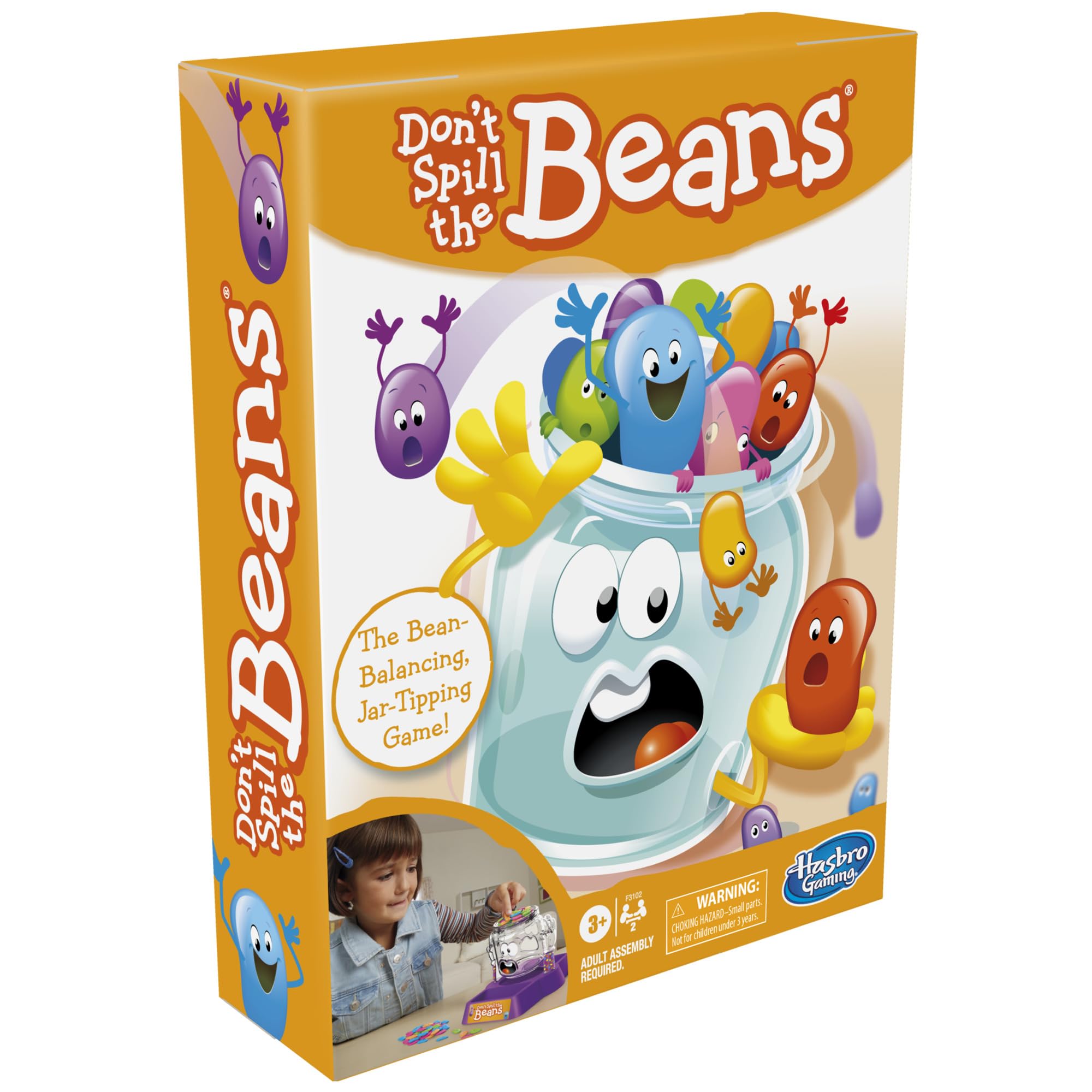 Hasbro Gaming Don't Spill the Beans: preschool-friendly setup and quick play for short attention spans.