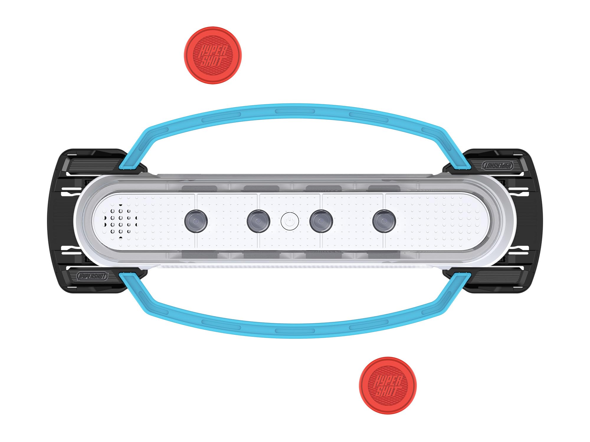 Hasbro Gaming Hypershot puck-in-play captures fast-paced duel between players.