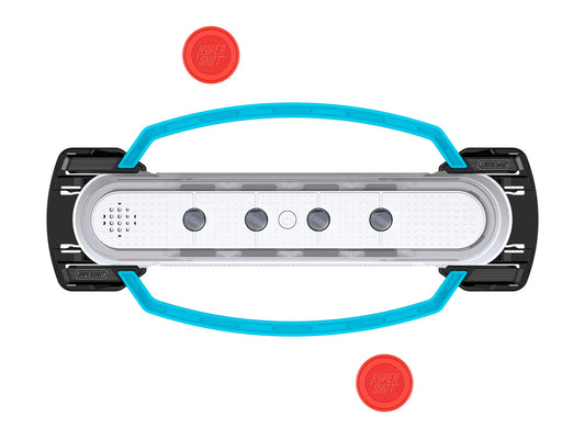 Hasbro Gaming Hypershot puck-in-play captures fast-paced duel between players.