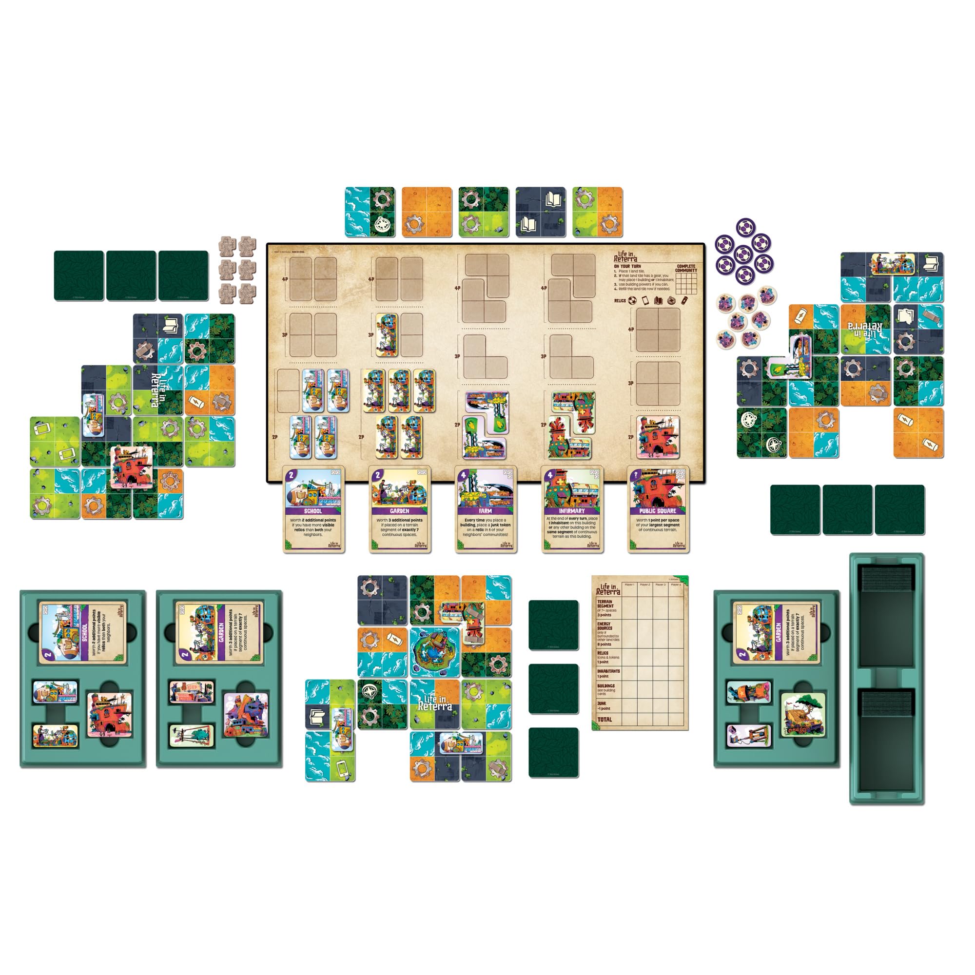 Hasbro Gaming Life in Reterra setup-board organizes cards and tiles for quick play