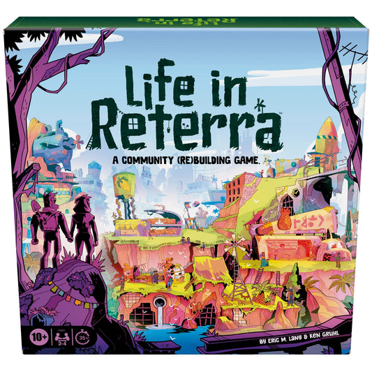 Hasbro Gaming Life in Reterra tiles-placing shows strategic placement for family game night