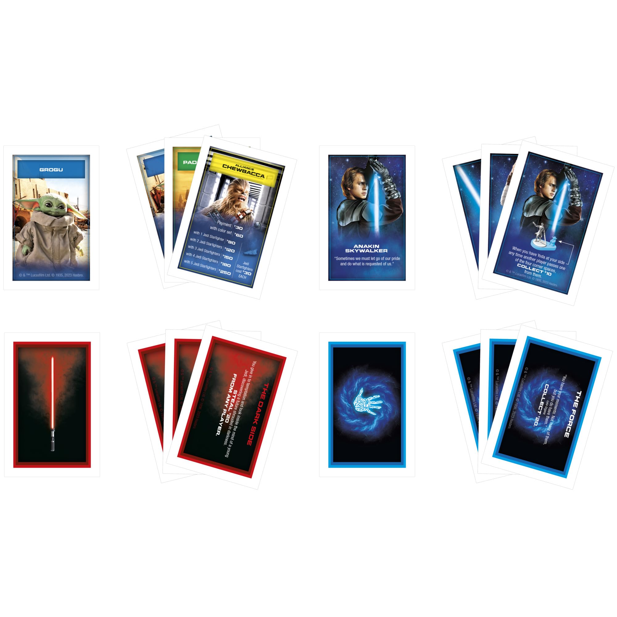 Hasbro Gaming Monopoly Star Wars Light Side board and pieces feature iconic design.