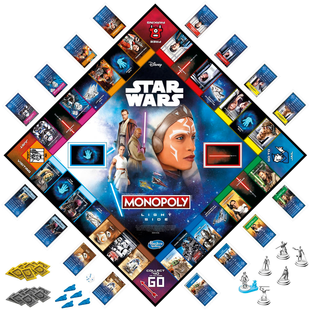Hasbro Gaming Monopoly Star Wars Light Side force cards showcase strategic boosts.
