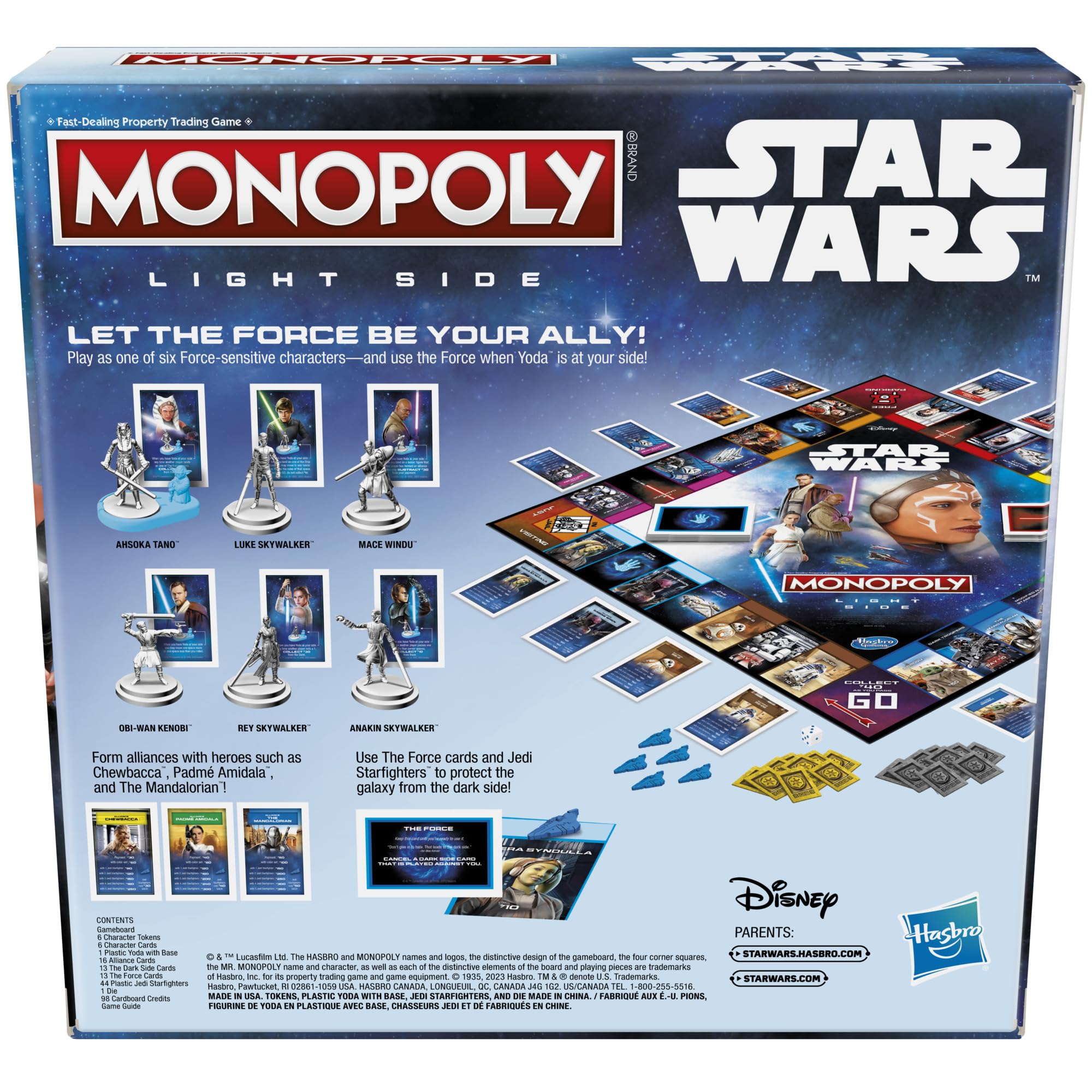 Hasbro Gaming Monopoly Star Wars Light Side Yoda guide token activates character powers.
