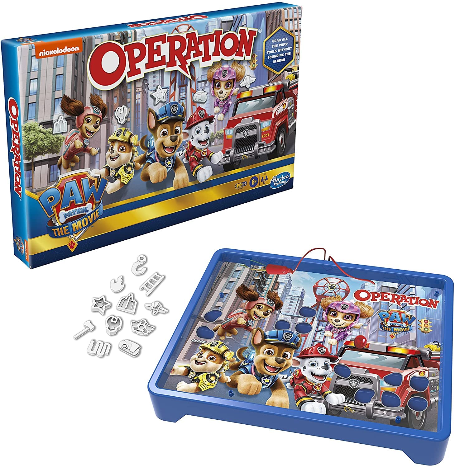 Buzzer and light indicator from Hasbro Paw Patrol Operation, adding suspense
