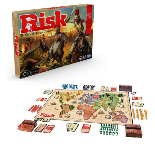 Hasbro Gaming Risk dragon token on the board adds a dramatic obstacle to conquer.