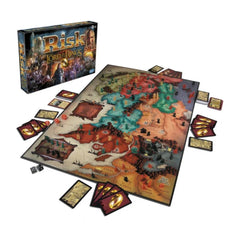 Hasbro Gaming Risk battalions and gold ring add strategic depth during play for epic battles.