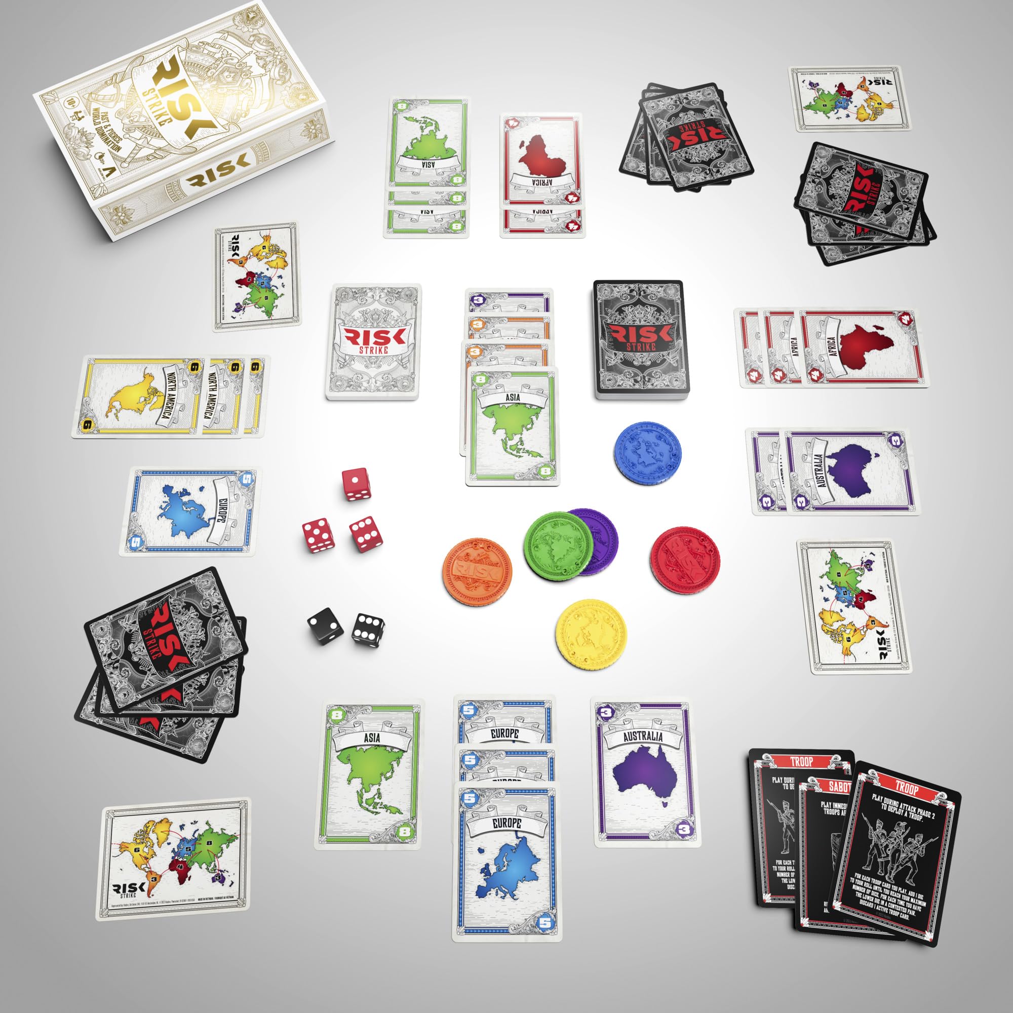 Hasbro Gaming Risk Strike card deck ready for decisive decisions.