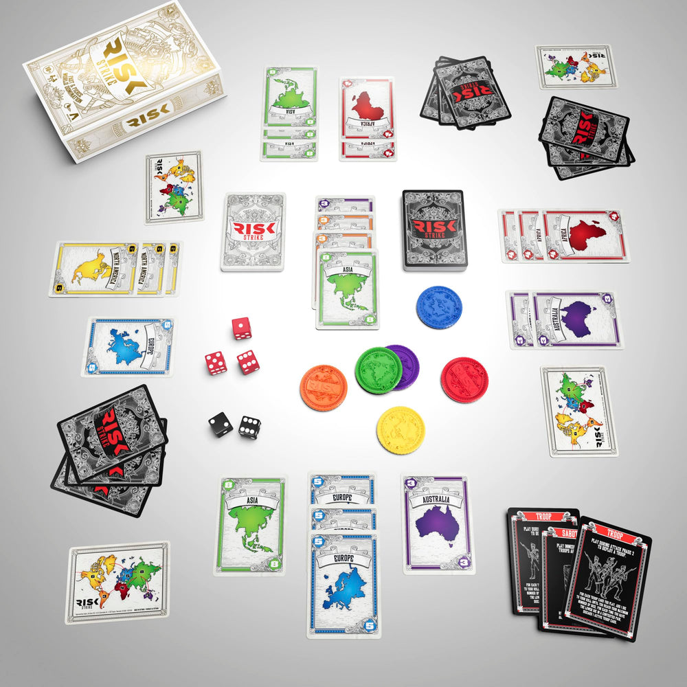 Hasbro Gaming Risk Strike card deck ready for decisive decisions.