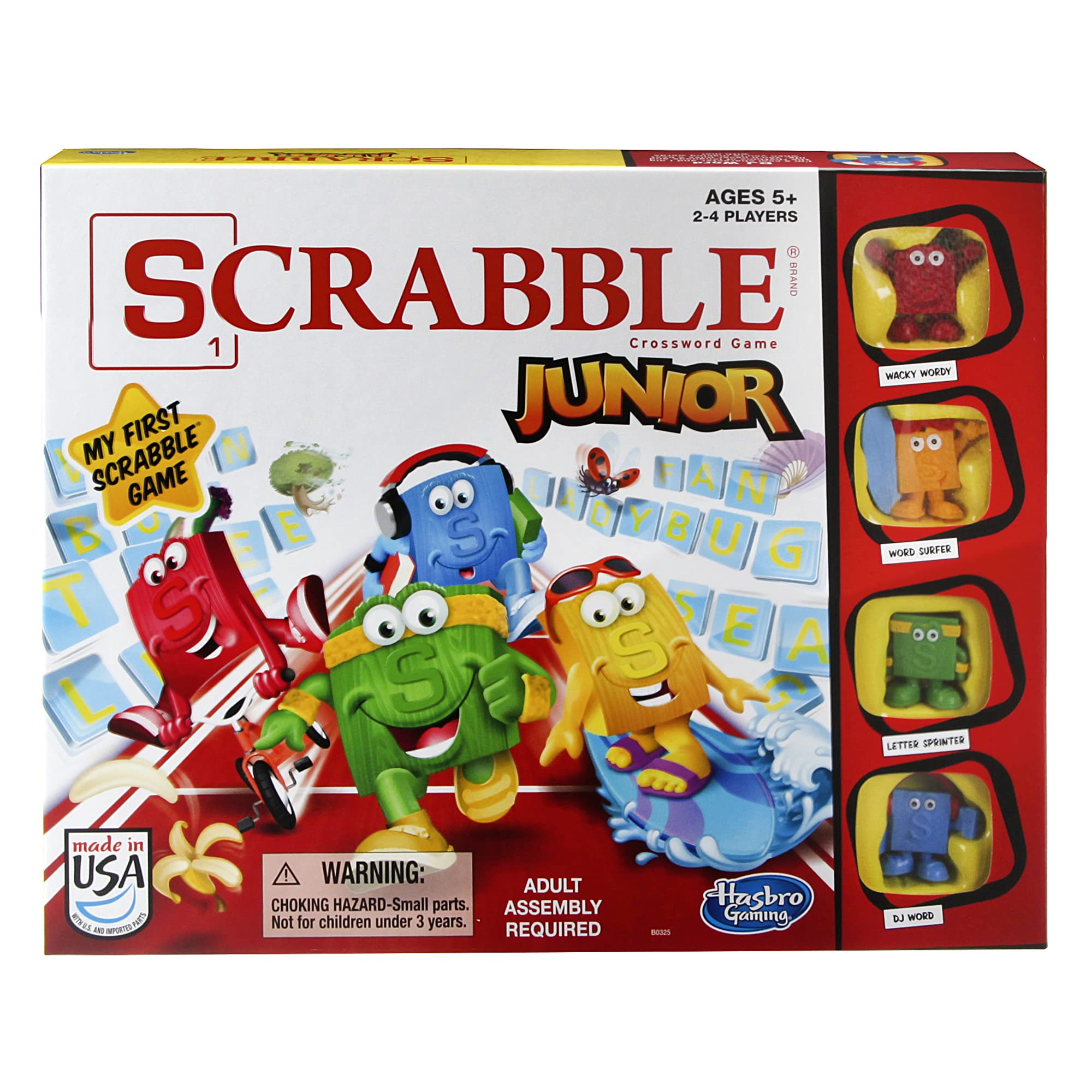 Hasbro Gaming Scrabble Junior board game with characters for engaging word play