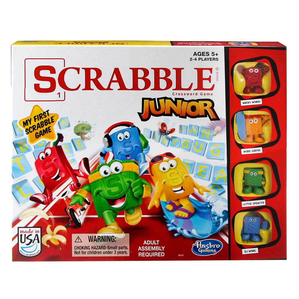 Hasbro Gaming Scrabble Junior board game with characters for engaging word play