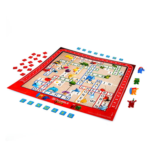 Hasbro Gaming Scrabble Junior tiles and board supporting early spelling practice