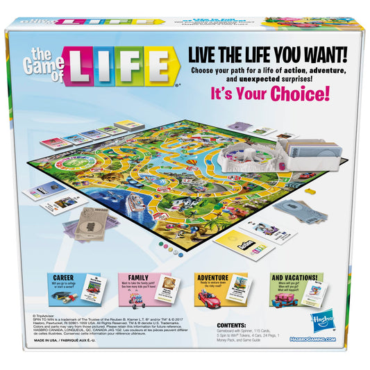 Hasbro Gaming The Game of Life showing 31 career cards for endless path options