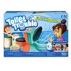 Hasbro Gaming Toilet Trouble Flushdown front view for quick family fun