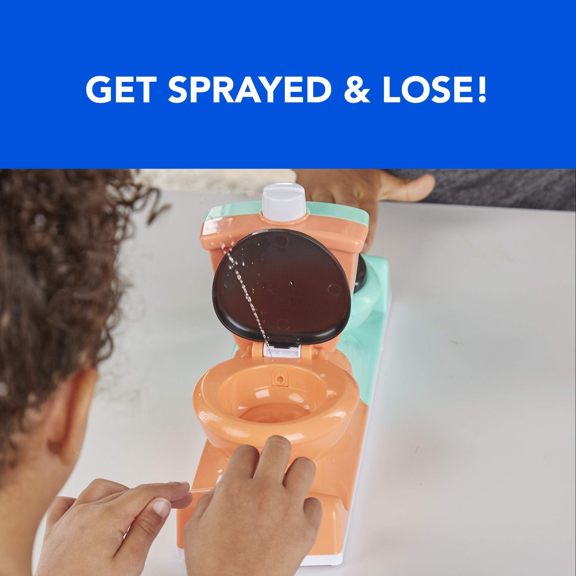 Hasbro Gaming Toilet Trouble Flushdown water spray effects add drama