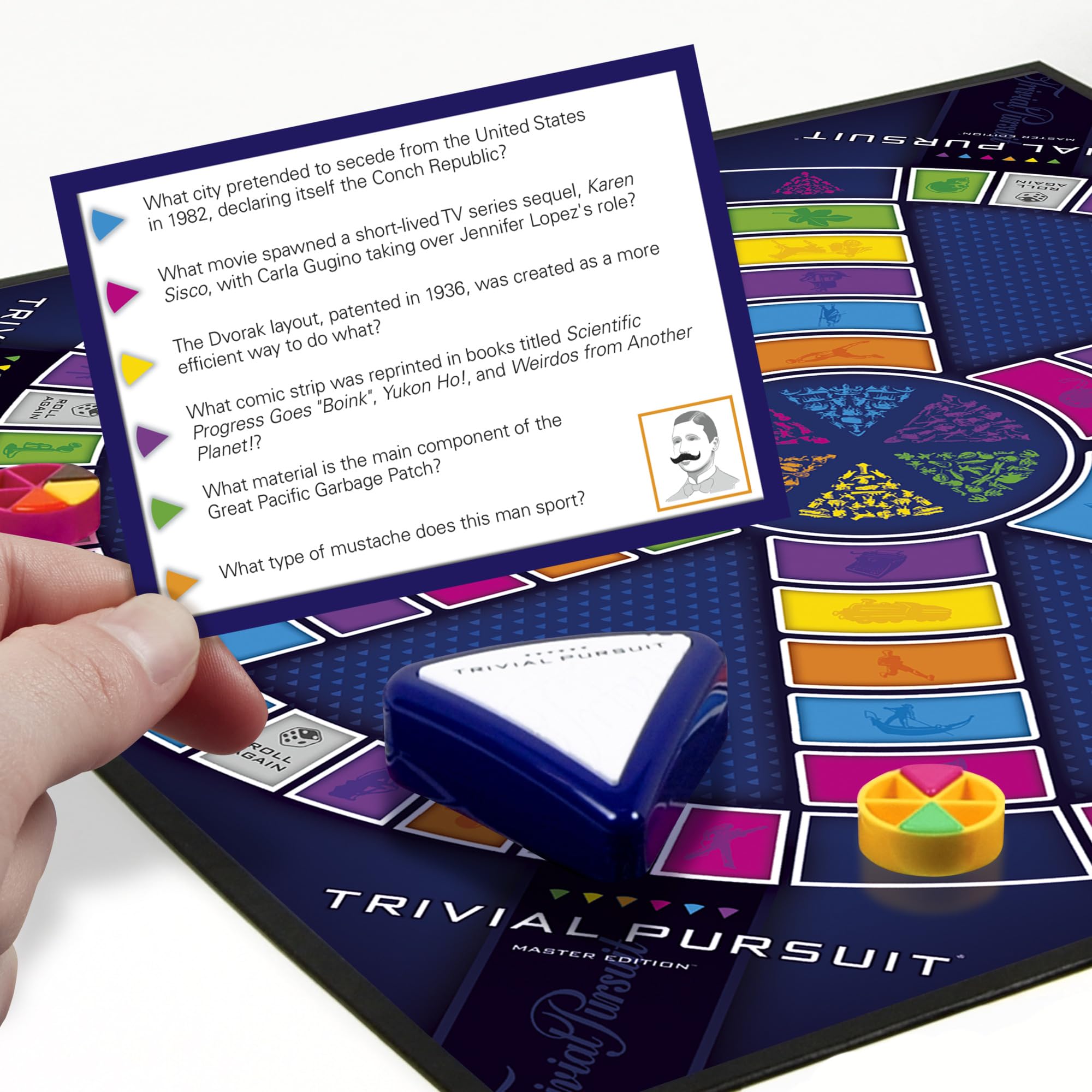 Hasbro Gaming Trivial Pursuit Master Edition electronic timer keeps rounds moving smoothly.