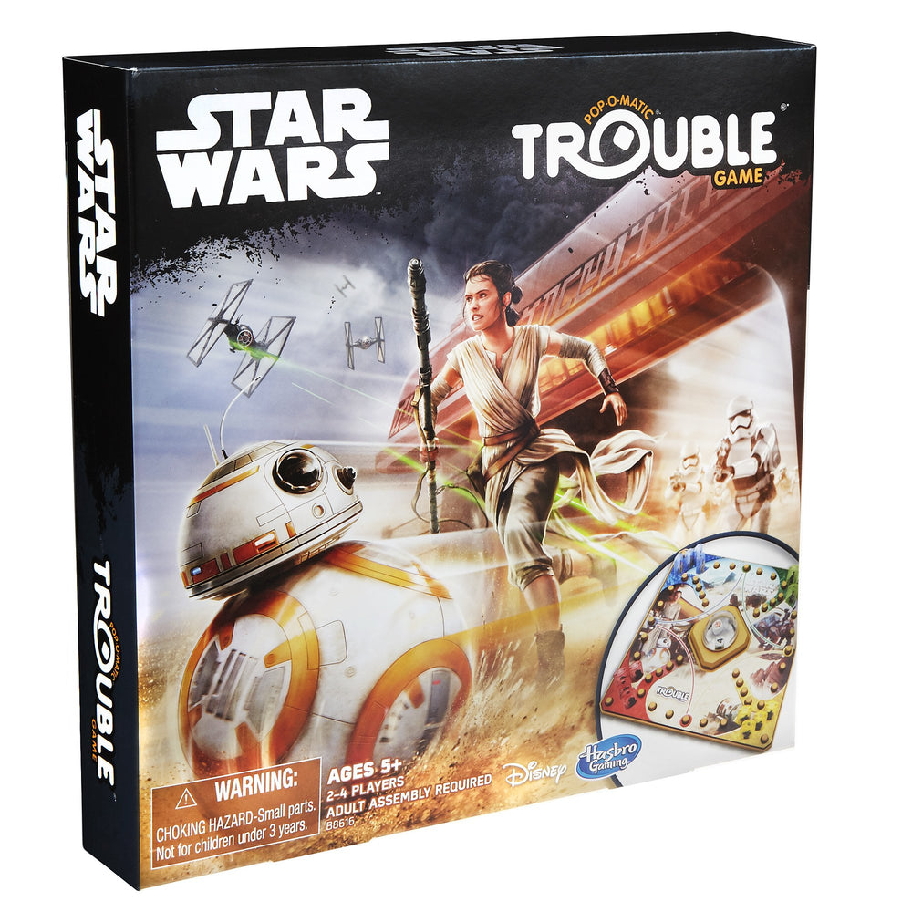 Hasbro Gaming Trouble Star Wars Edition gameboard highlights BB-8's Jakku journey