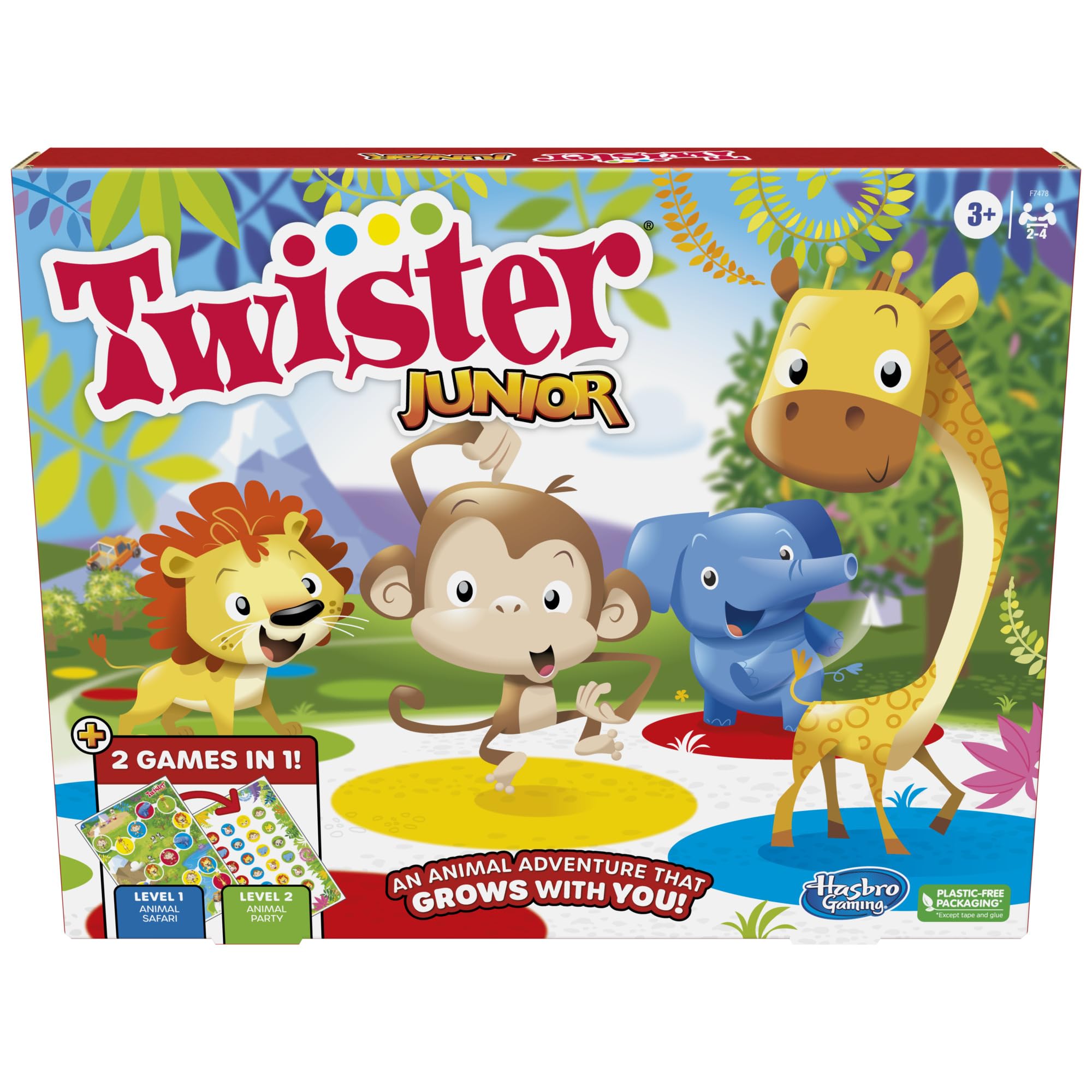 Hasbro Twister Junior Animal Adventure safari mat in action for indoor family play.