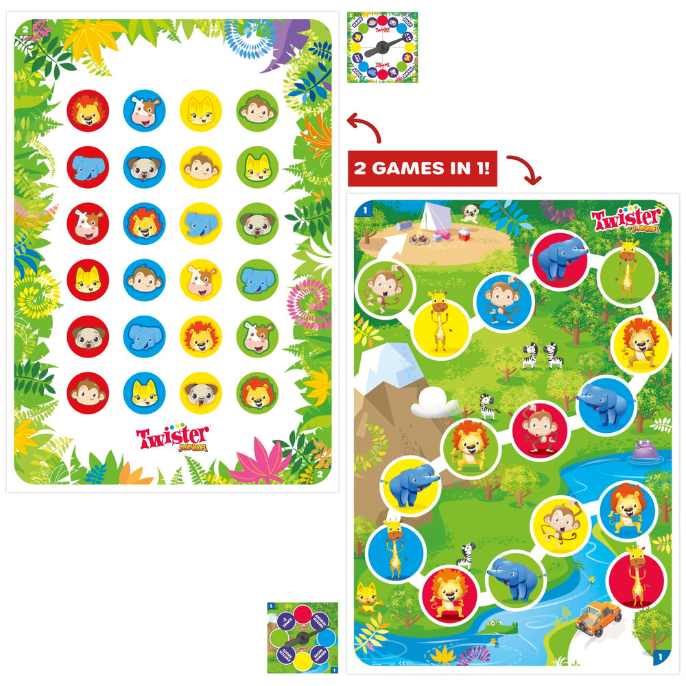 Hasbro Twister Junior reversible spinner shown for quick level changes.