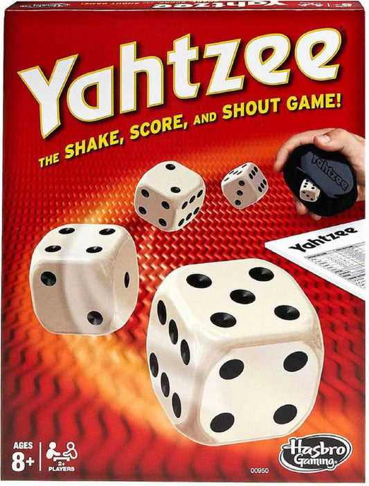 Hasbro Gaming Yahtzee dice cup with five dice for a classic family game night