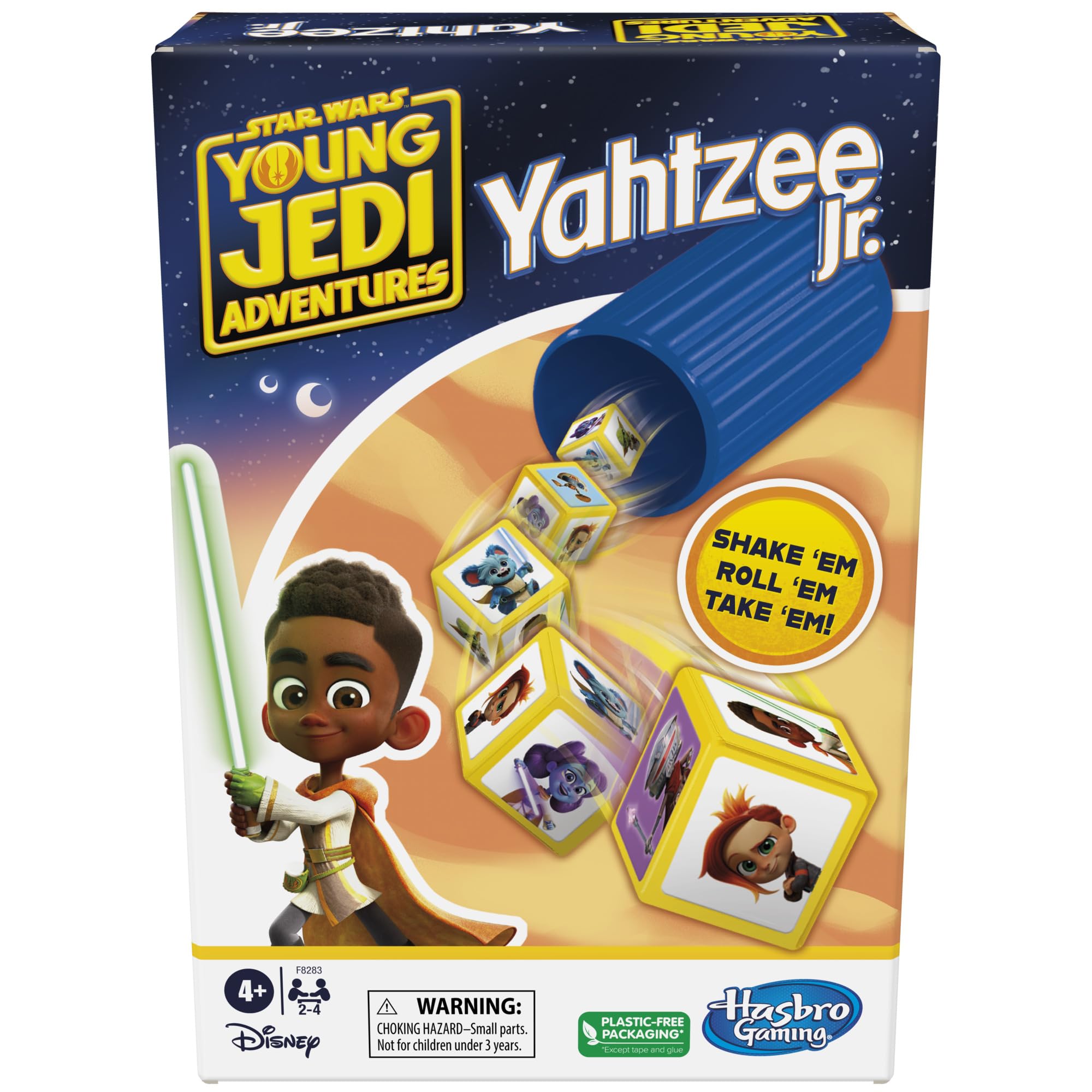 Hasbro Gaming Yahtzee Jr. Star Wars dice faces promote counting during play.