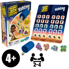 Hasbro Yahtzee Jr. Star Wars scoreboard helps kids track points in family games.