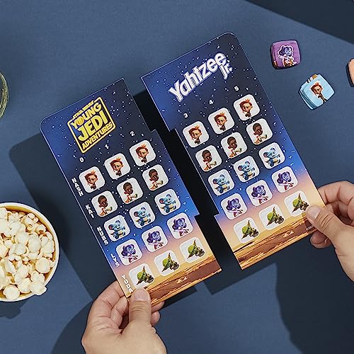 Hasbro Yahtzee Jr. Star Wars gift-ready packaging appeals to fans.