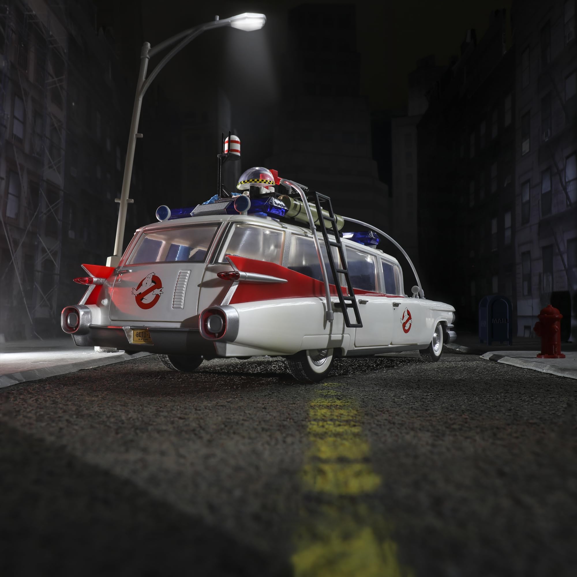 Hasbro Ghostbusters Ecto-1 1984 doors open for action posing.
