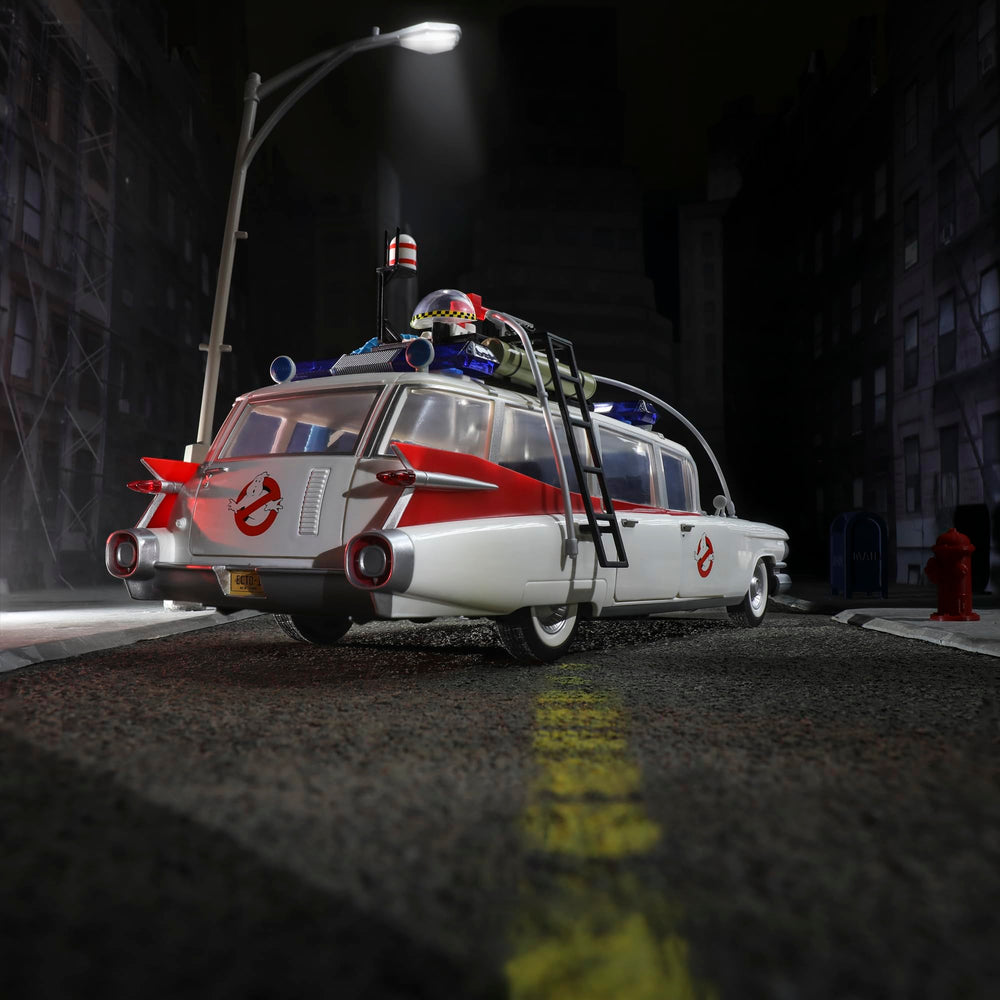 Hasbro Ghostbusters Ecto-1 1984 doors open for action posing.