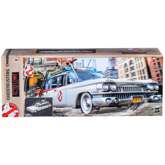 Hasbro Ghostbusters Ecto-1 1984 side view highlights authentic shape for collectors.