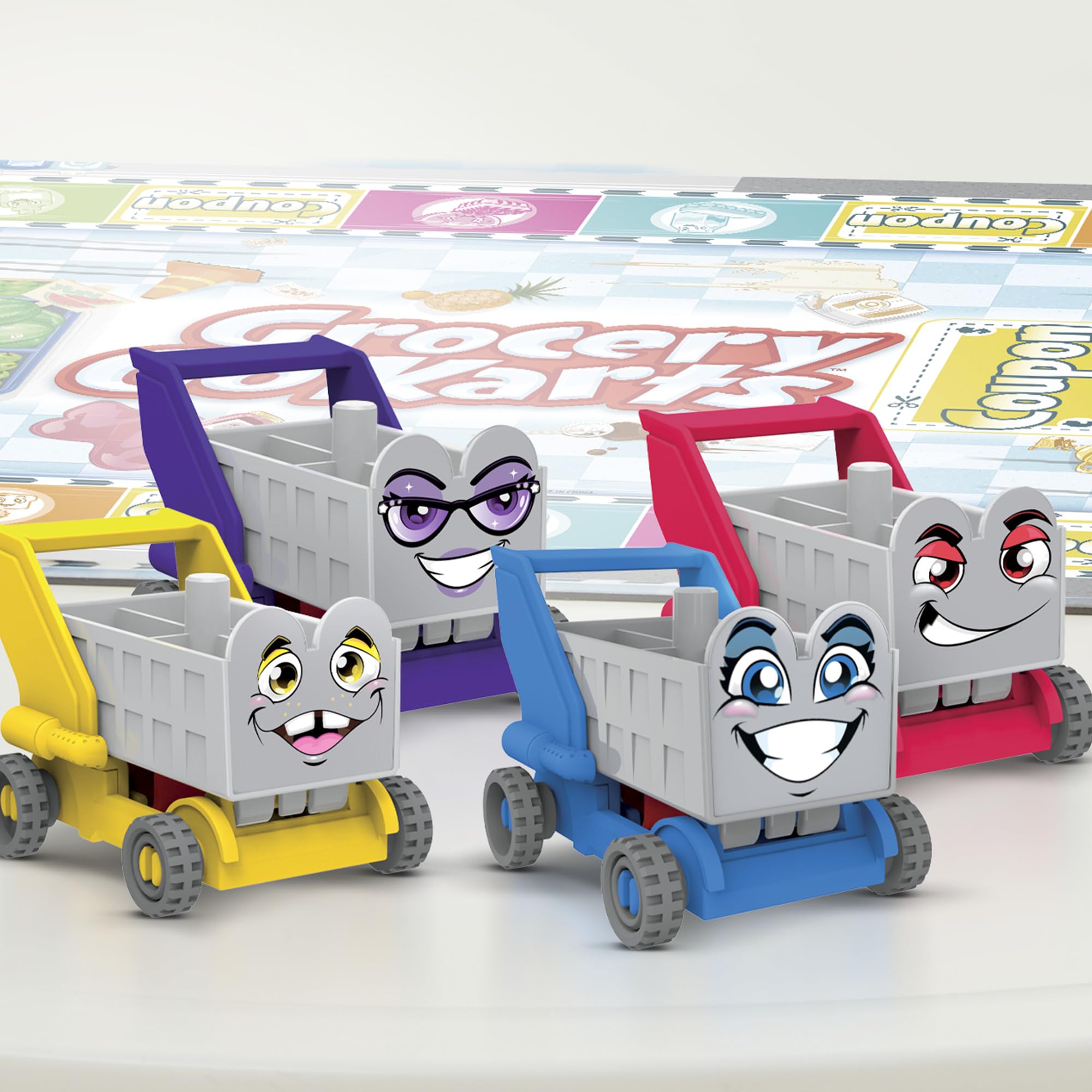 Hasbro Grocery Go Karts 32 mini groceries spark imaginative stacking sessions.