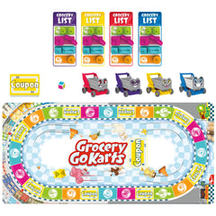 Hasbro Grocery Go Karts groceries-on-kart display, showing stack-and-build fun for preschoolers.