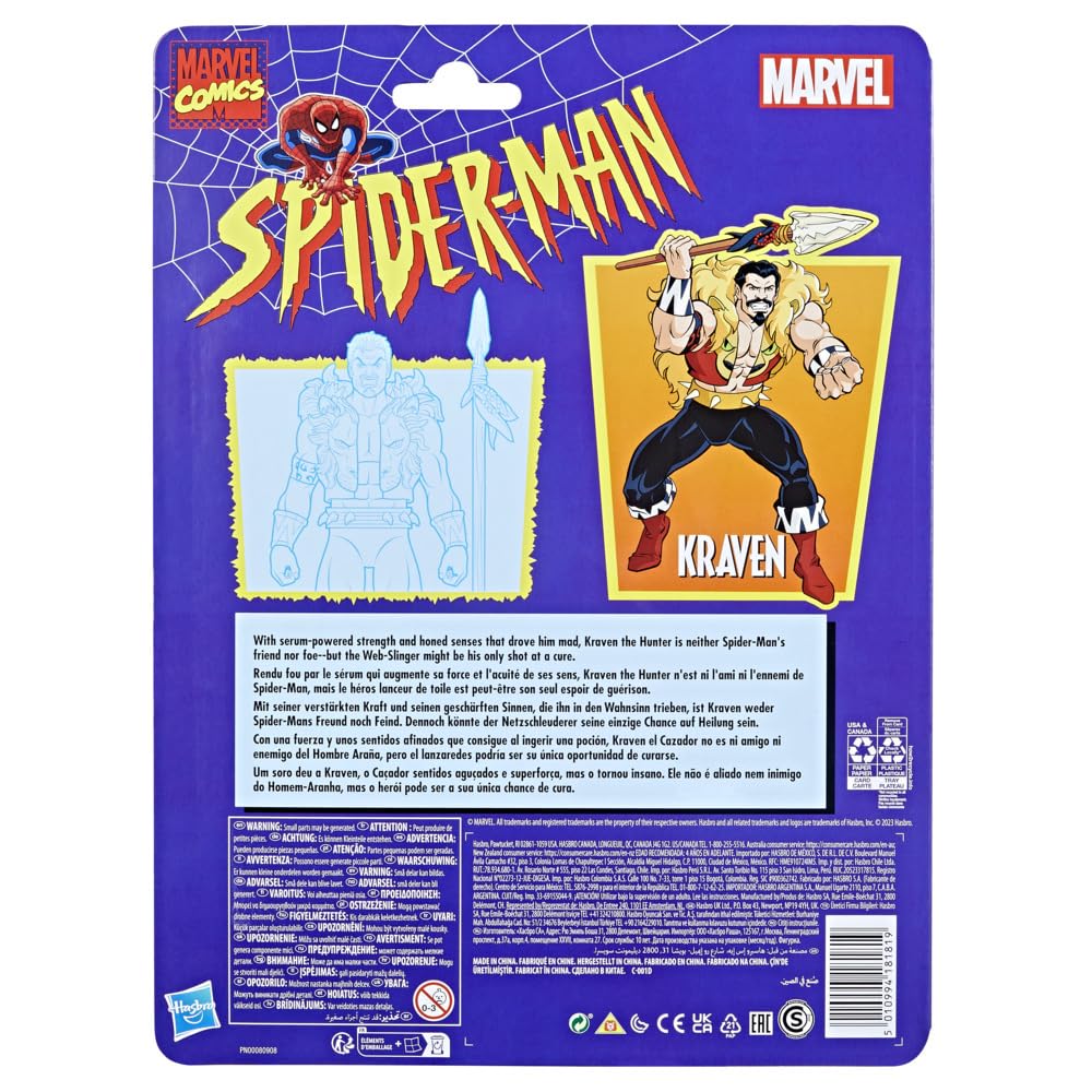 Hasbro Kraven Spider-Man figure close-up highlighting textures and craftsmanship.