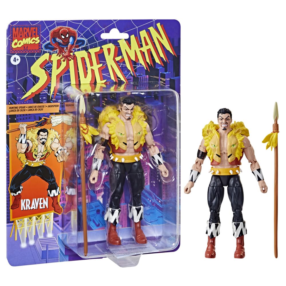 Hasbro Kraven Spider-Man figure front view for display and collection.