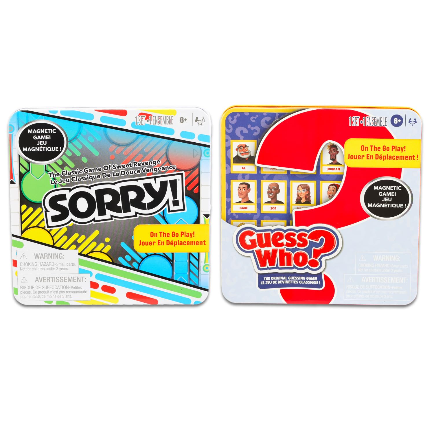 Hasbro Magnetic Travel Tin with Guess Who! for plane entertainment.
