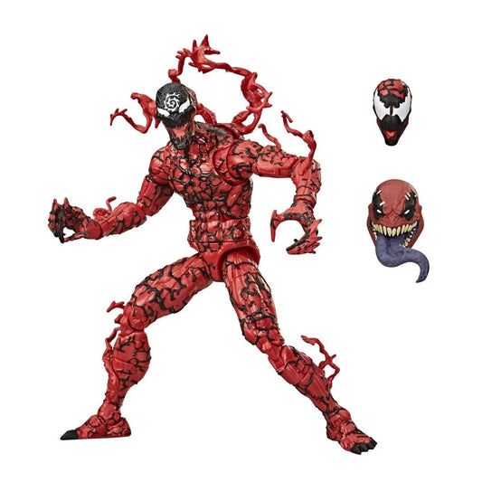 Hasbro Marvel Legends Venom Carnage figure highlighting articulation points for expressive poses.